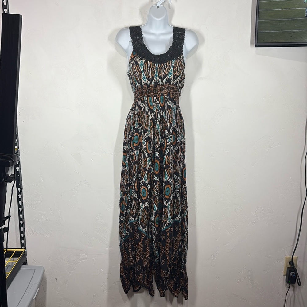 Bila black and blue boho crochet dress size small